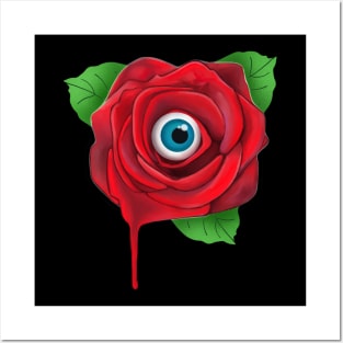 Spooky red rose with eyeball Posters and Art